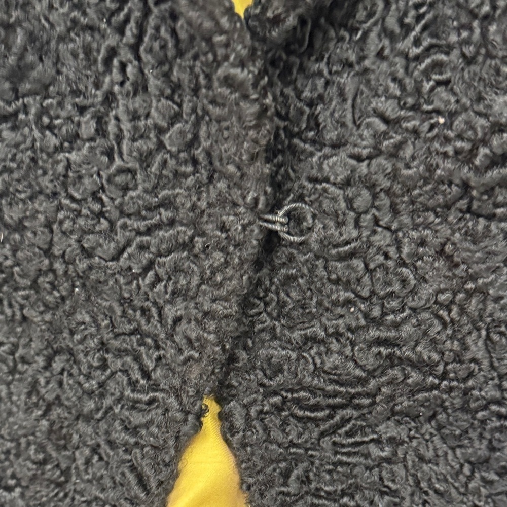 Vintage Black Fur Jacket with Yellow Silk Lining - Picture 7 of 8